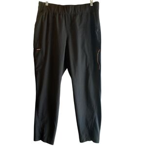 Cherokee Black Pants Rose Metal Zipper Accents Relaxed Fit Pull On Size XL